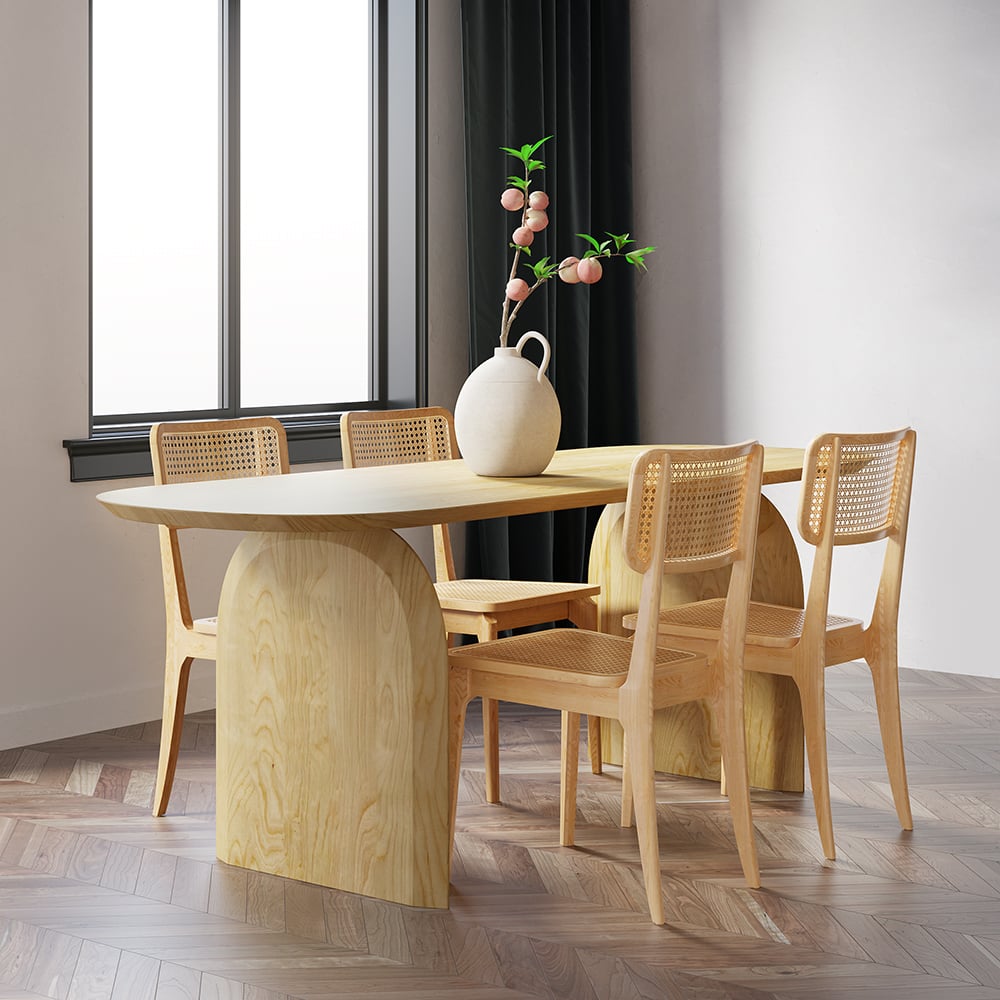 HMR - Tintica Series Japandi Style Oval Wood Dining Table