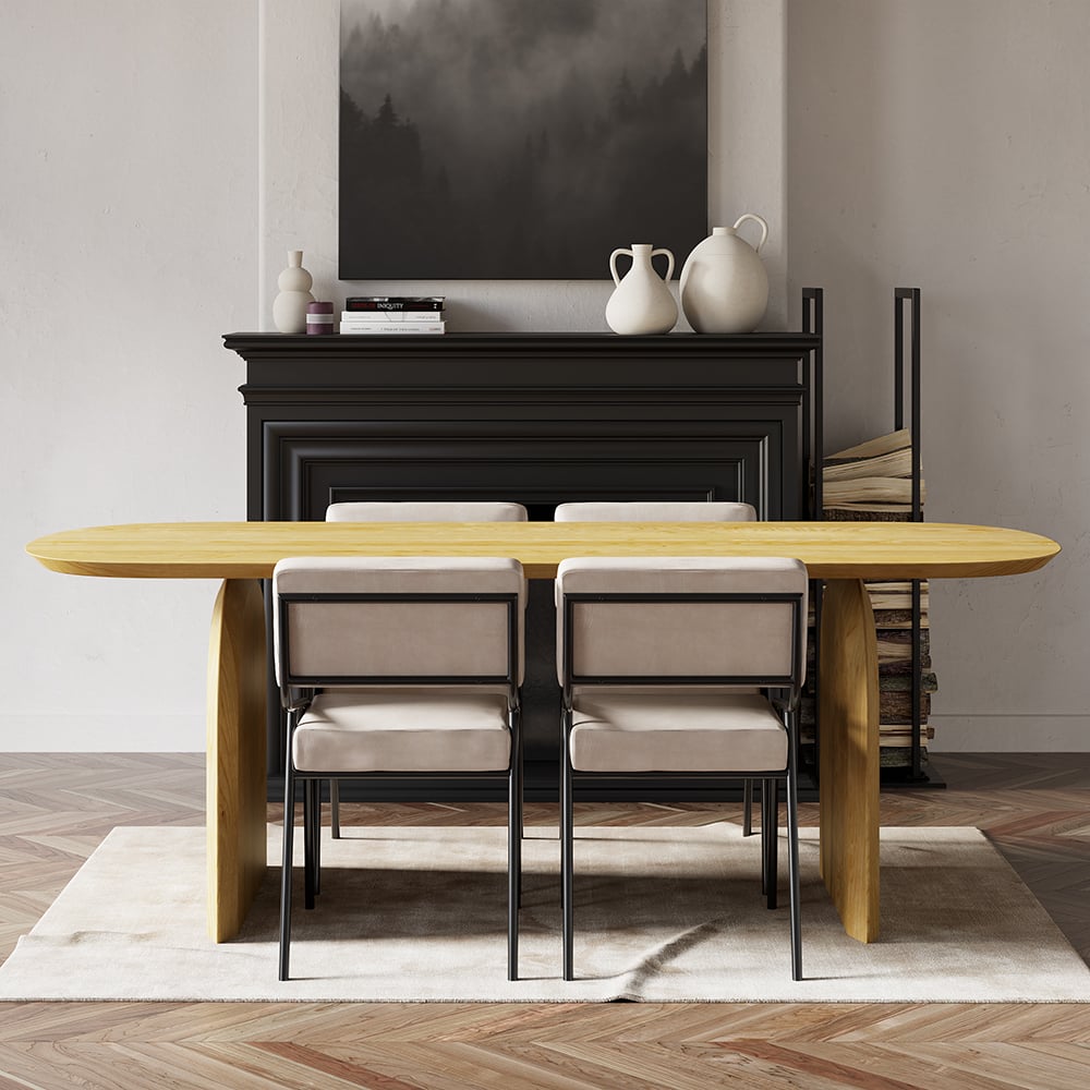 HMR - Tintica Series Japandi Style Oval Wood Dining Table