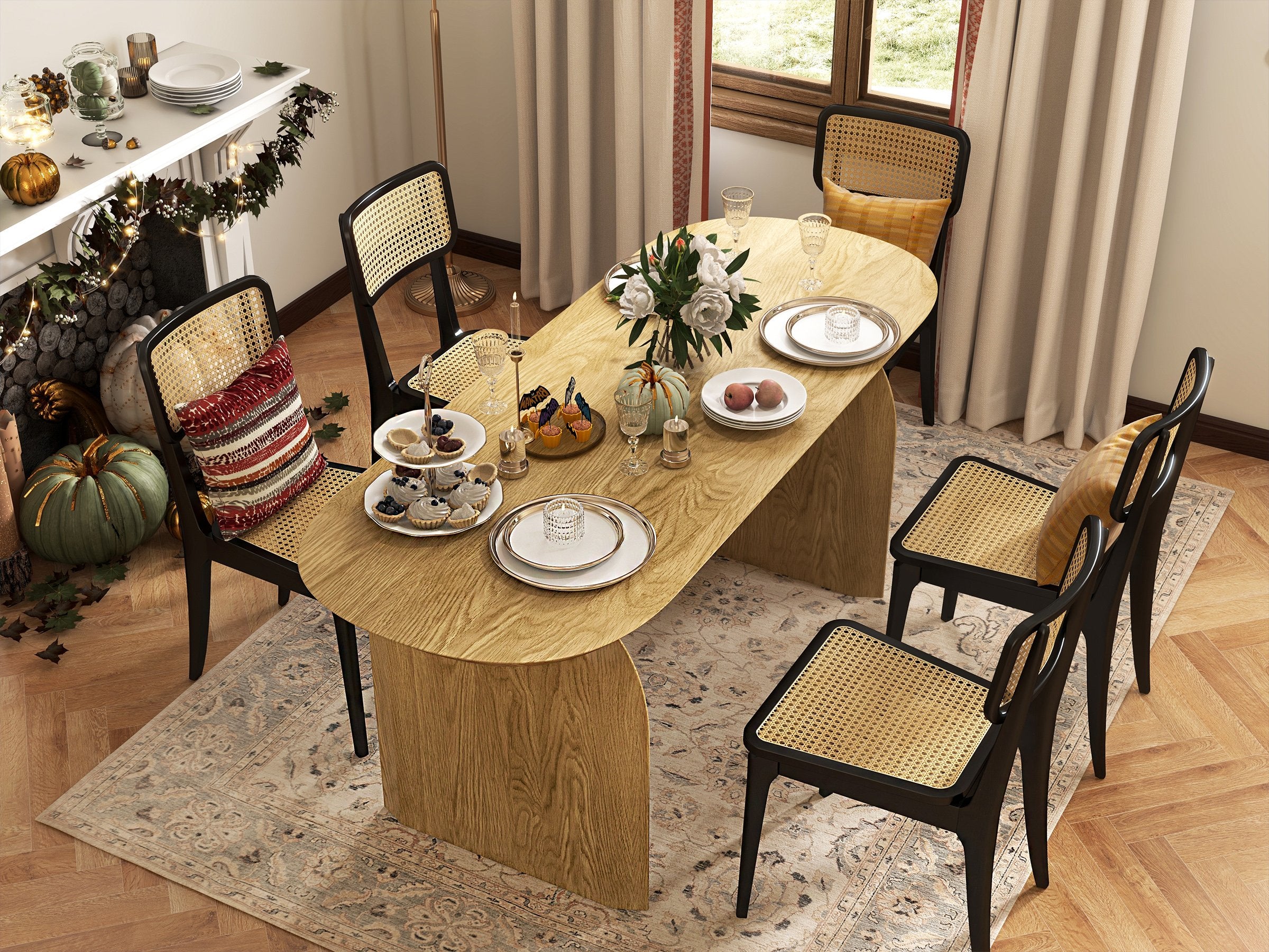 HMR - Tintica Series Japandi Style Oval Wood Dining Table