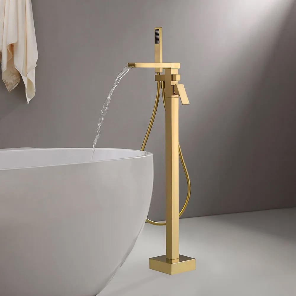 HMR - Modern Waterfall Bathroom Tub Faucet with Handheld Spray
