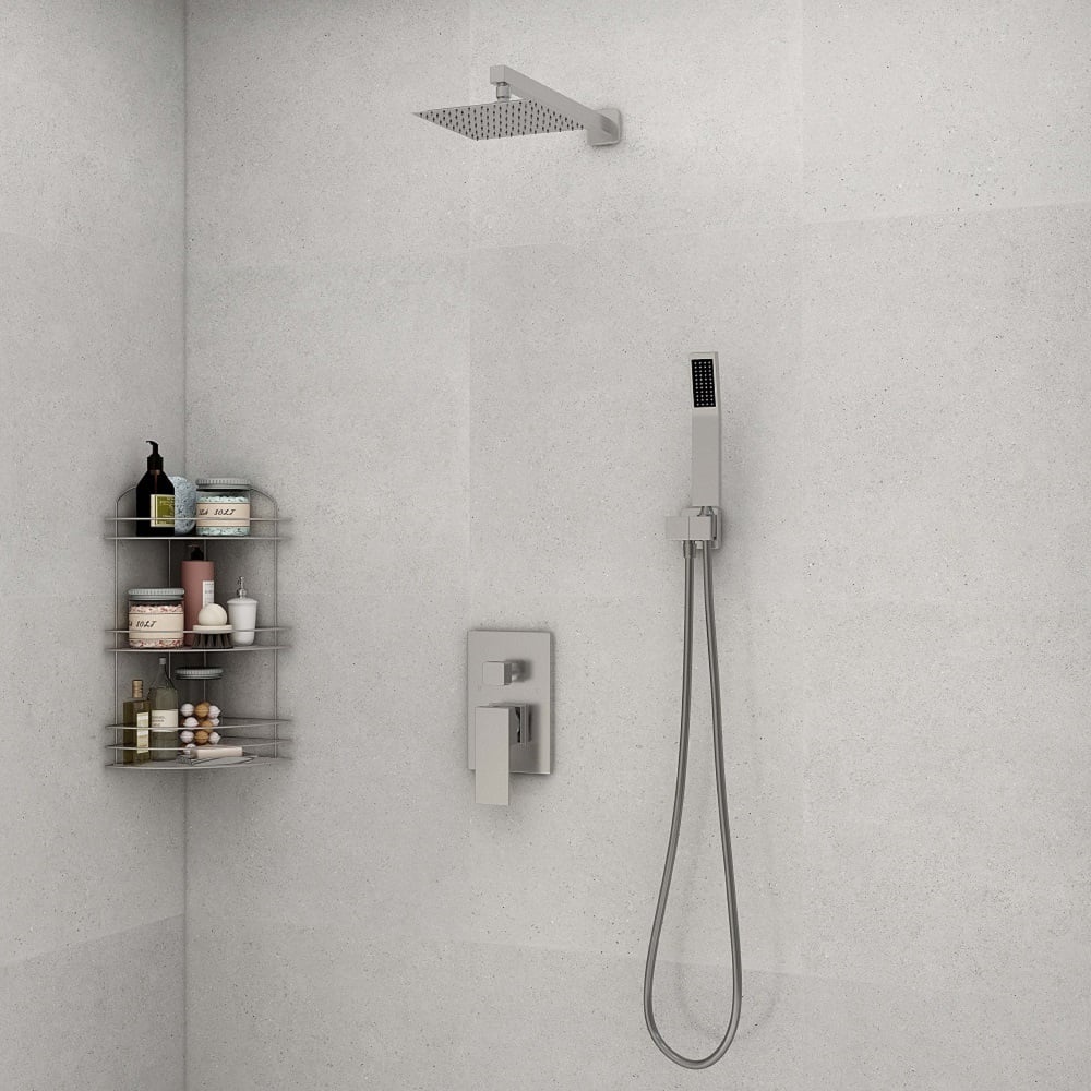 HMR - Modern 8" Wall Mounted Shower System with Handheld Shower Pressure Balance Valve
