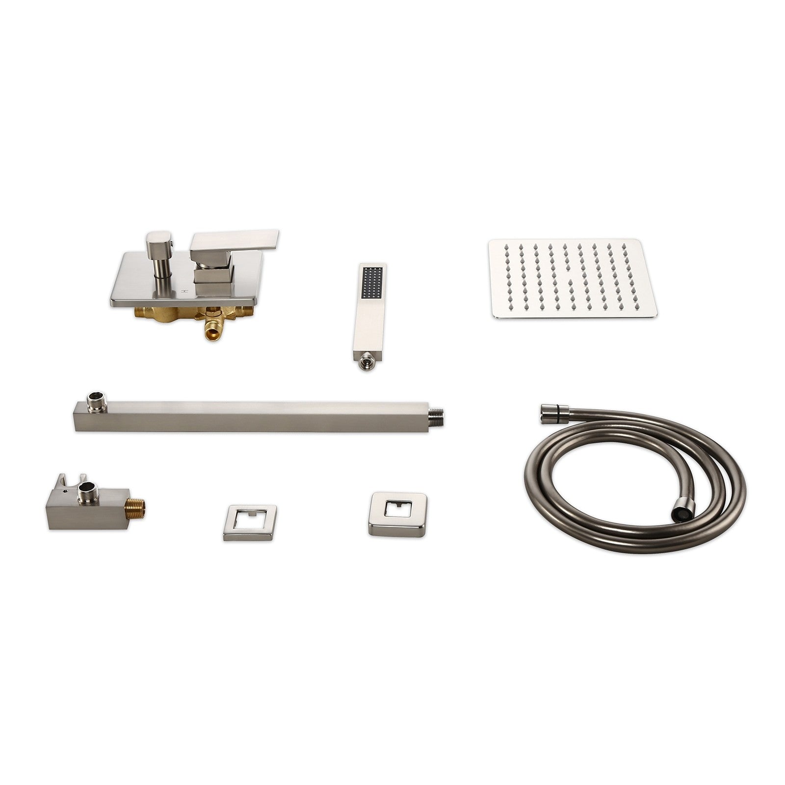 HMR - Modern 8" Wall Mounted Shower System with Handheld Shower Pressure Balance Valve