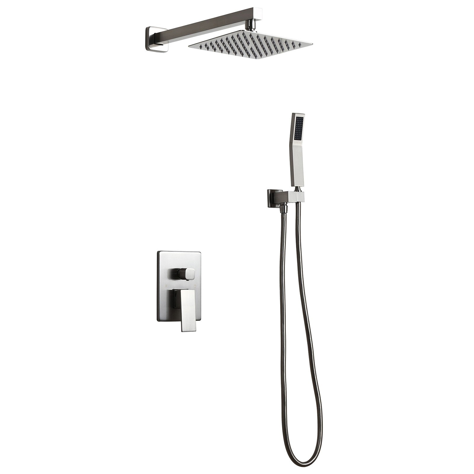HMR - Modern 8" Wall Mounted Shower System with Handheld Shower Pressure Balance Valve