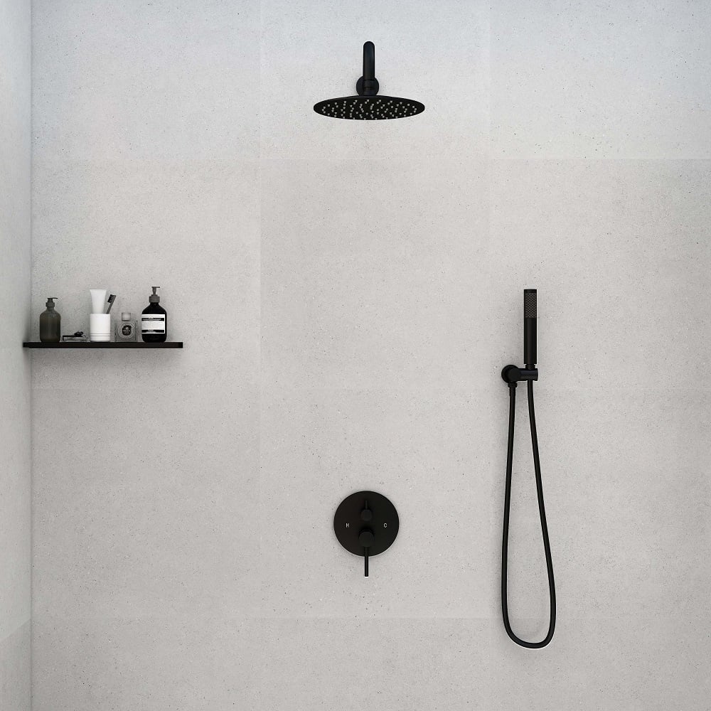 HMR - Modern 10" Wall Mounted Rain Shower System with Handheld Shower Set