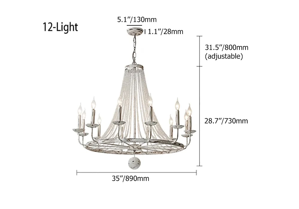 HMR - Crylite French Country 12-Light Crystal Metal Wheel Chandelier