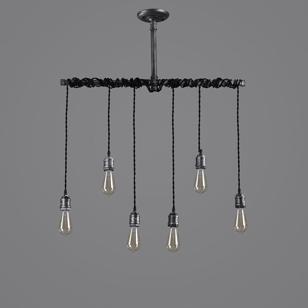HMR - Industrial Hanging Metal Pendant Light for Kitchen Island in 6-Light