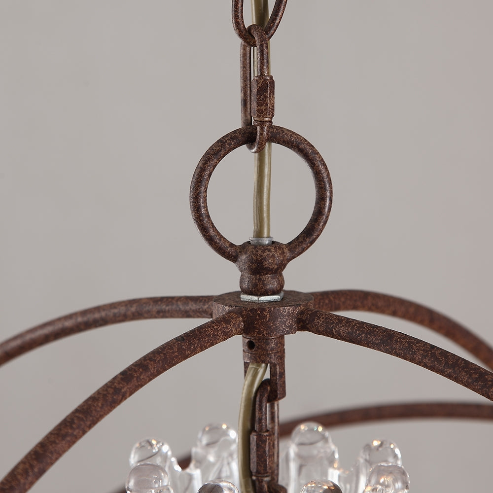 HMR - Industrial Loft 6-Lights Retro Metal Orb Chandelier in Clear