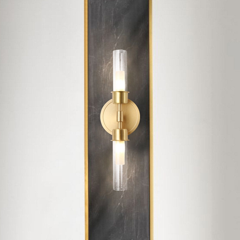 HMR - Brass 2-Light Wall Sconce for Bedroom in 15.4"L