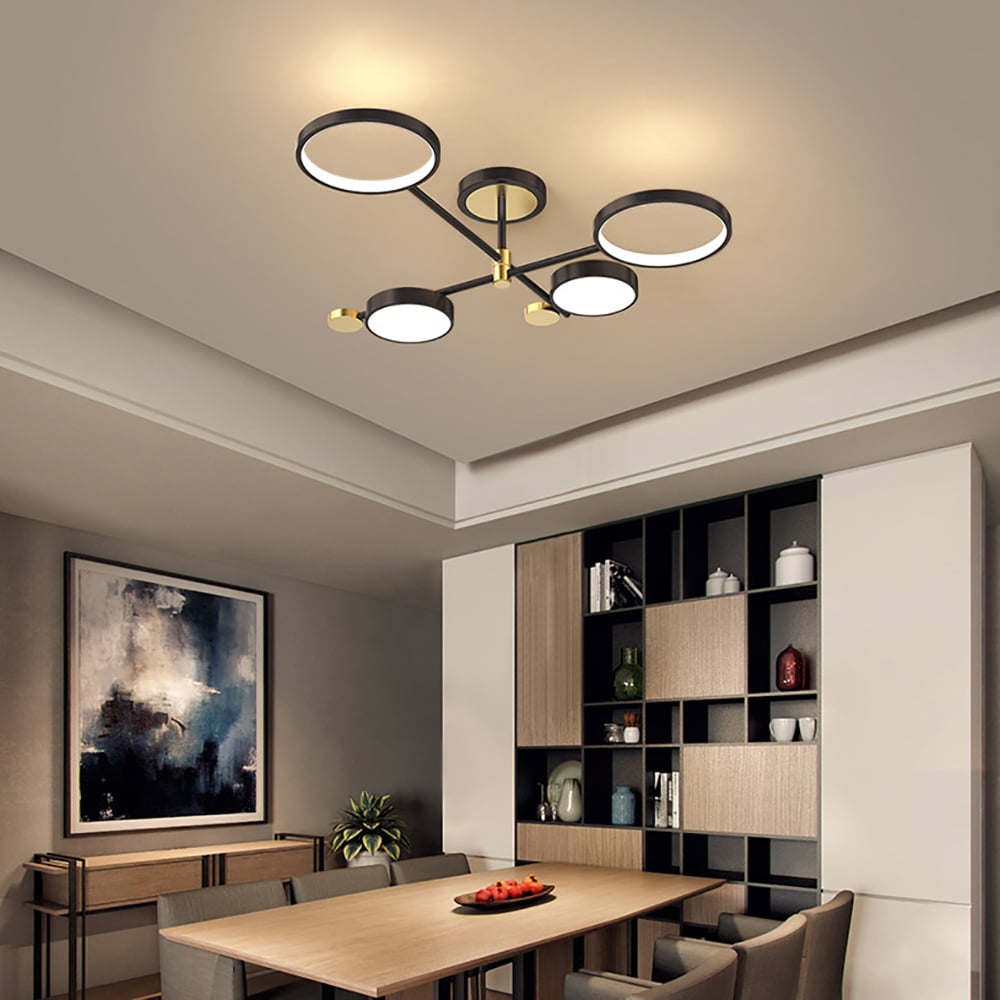 HMR - Modern Semi Flush Mount Lighting Ceiling Light Fixture LED Ring
