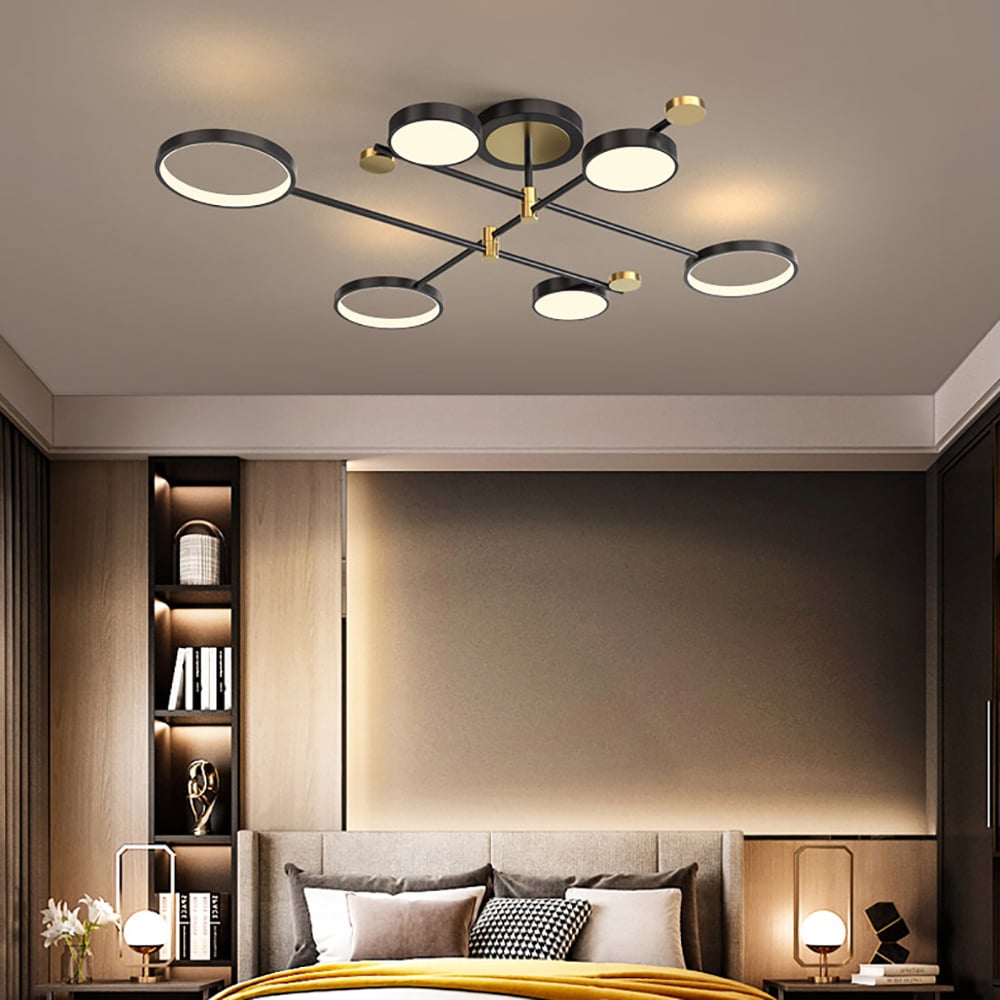 HMR - Modern Semi Flush Mount Lighting Ceiling Light Fixture LED Ring