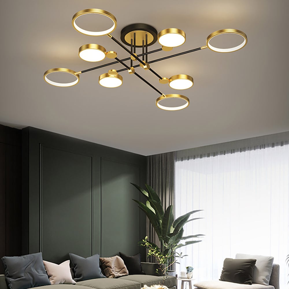 HMR - Modern Semi Flush Mount Lighting Ceiling Light Fixture LED Ring