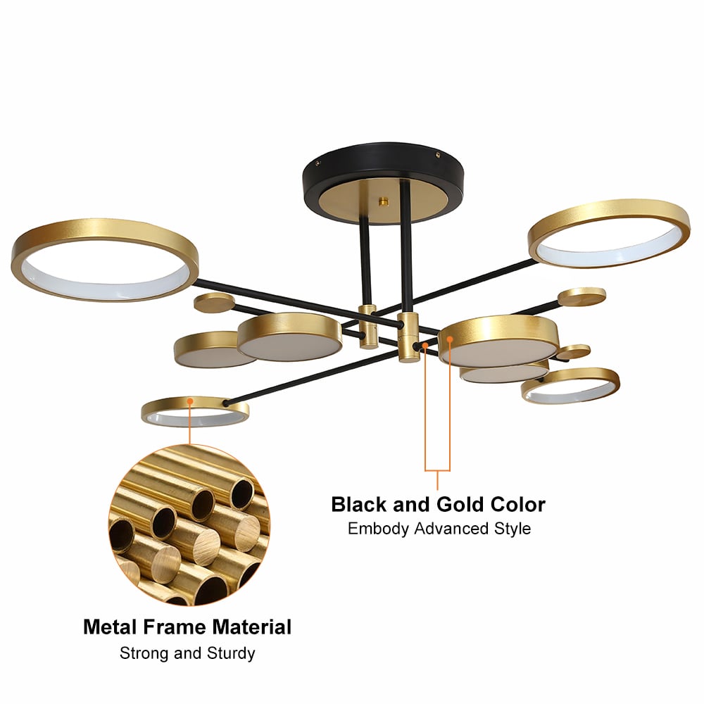 HMR - Modern Semi Flush Mount Lighting Ceiling Light Fixture LED Ring