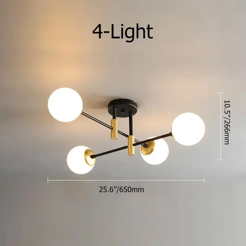 HMR - Modern 4-Light Semi-Flush Mount Chandelier
