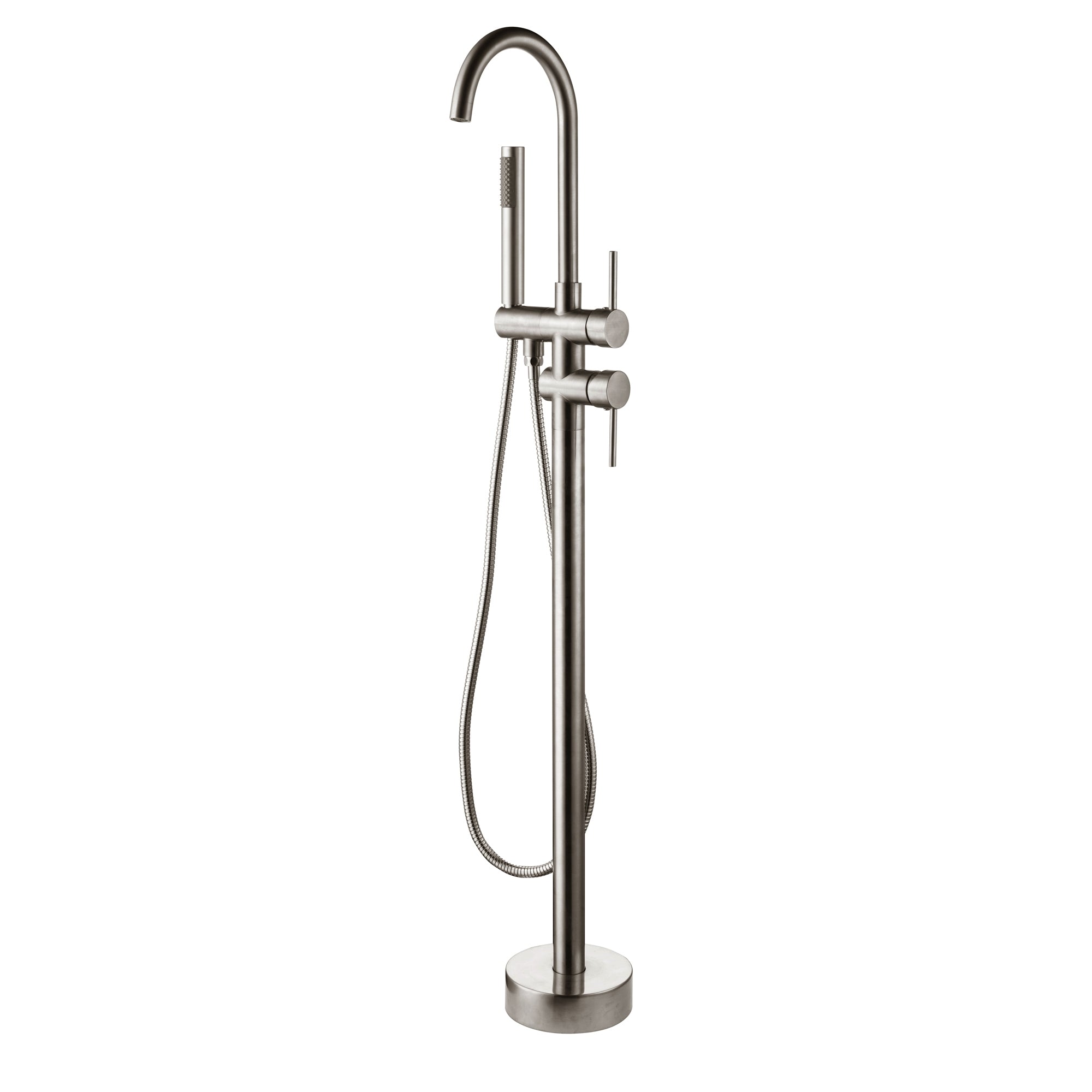 HMR - Brewst Freestanding Faucet with Hand Shower in Brushed Nickel, Brass