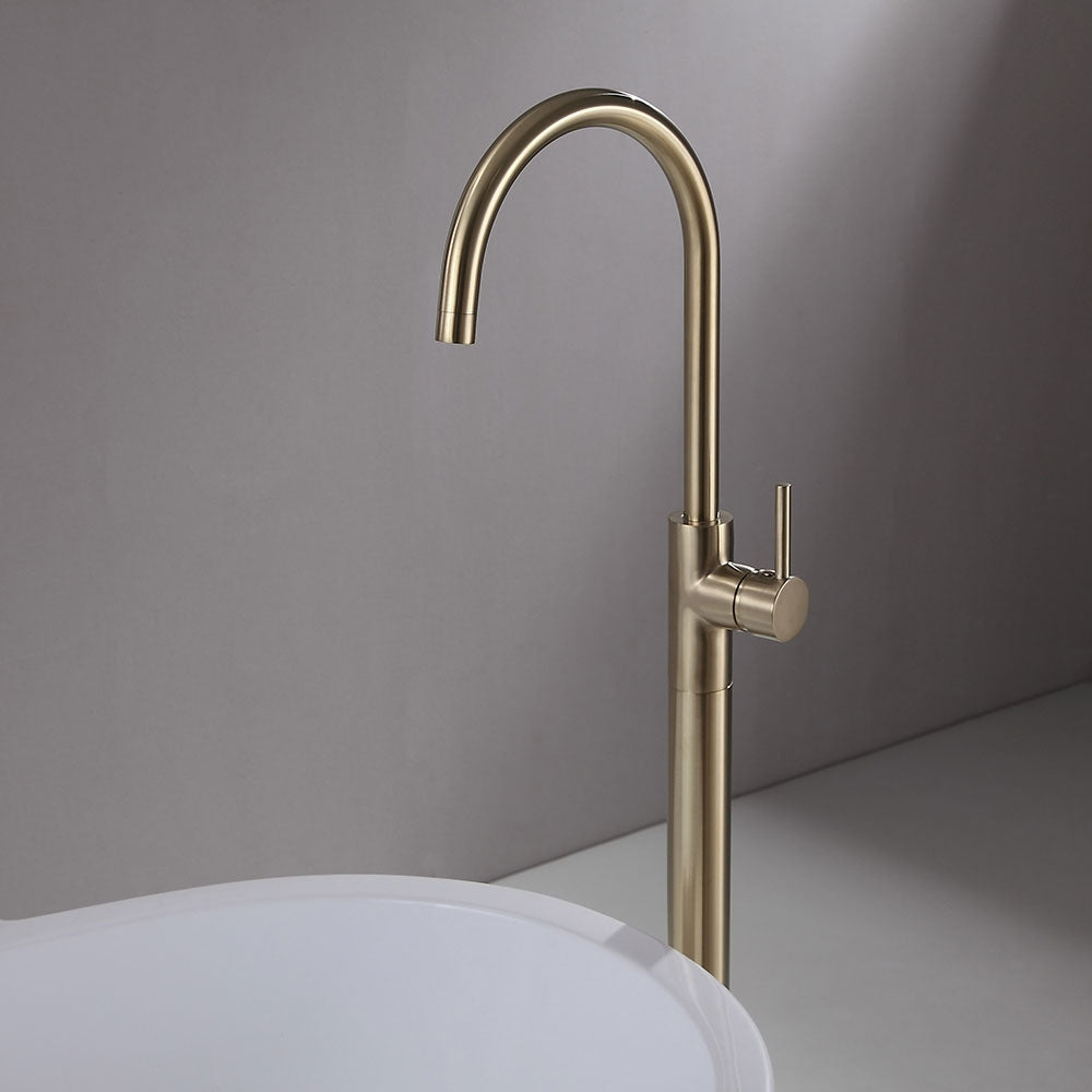HMR - Brewst Floor Mounted Spout Faucet in Brass