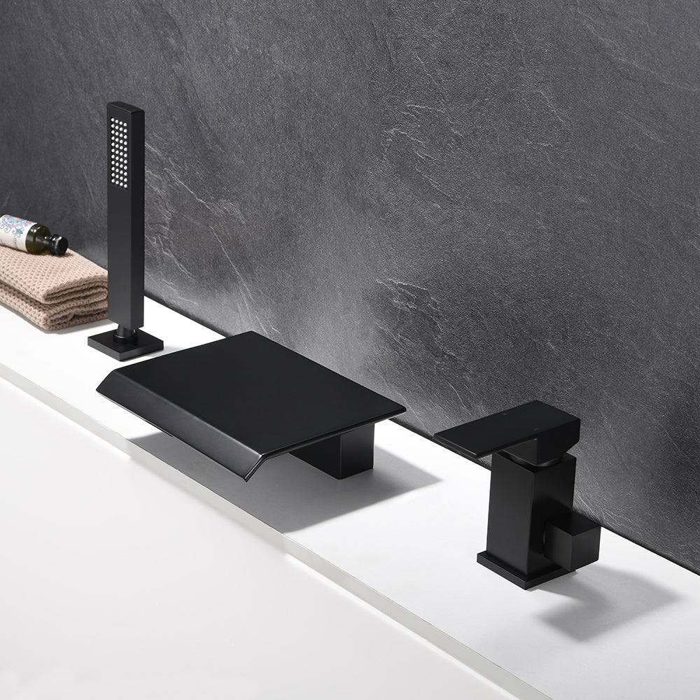 HMR - Moda Waterfall Filler Faucet with Handshower in Matte Black, Brass