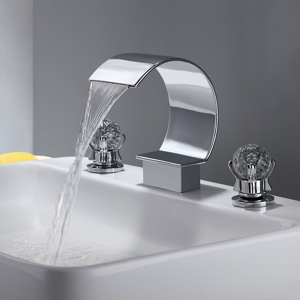HMR - 2 Crystal Handle Bathroom Sink Faucet in Chrome