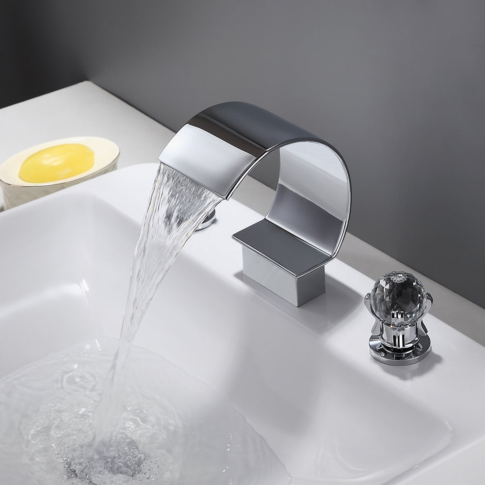 HMR - 2 Crystal Handle Bathroom Sink Faucet in Chrome