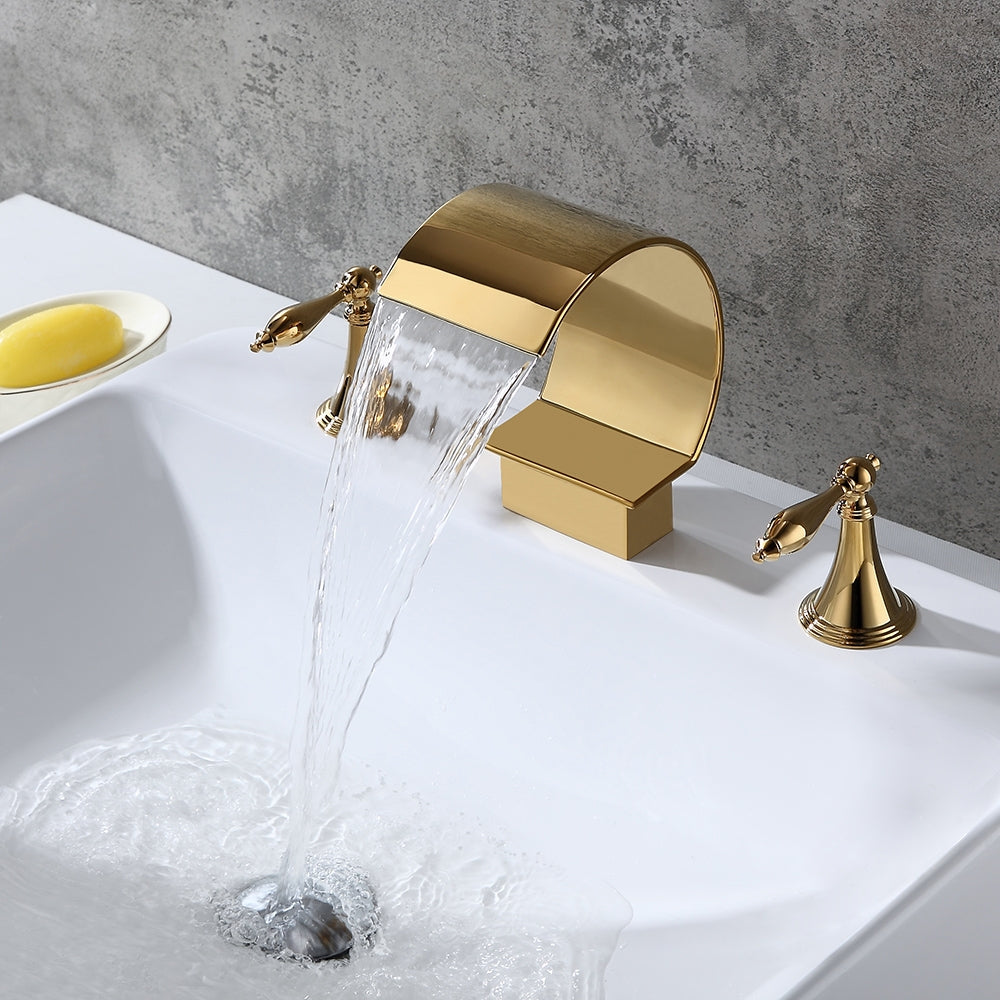 HMR - Lever Handle Bathroom Sink Faucet in Glistening Gold