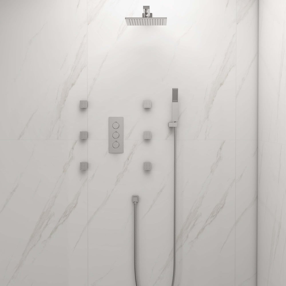 HMR - Wall Mount LED Thermostatic Shower Set with Hand Shower & Body Spray Jets