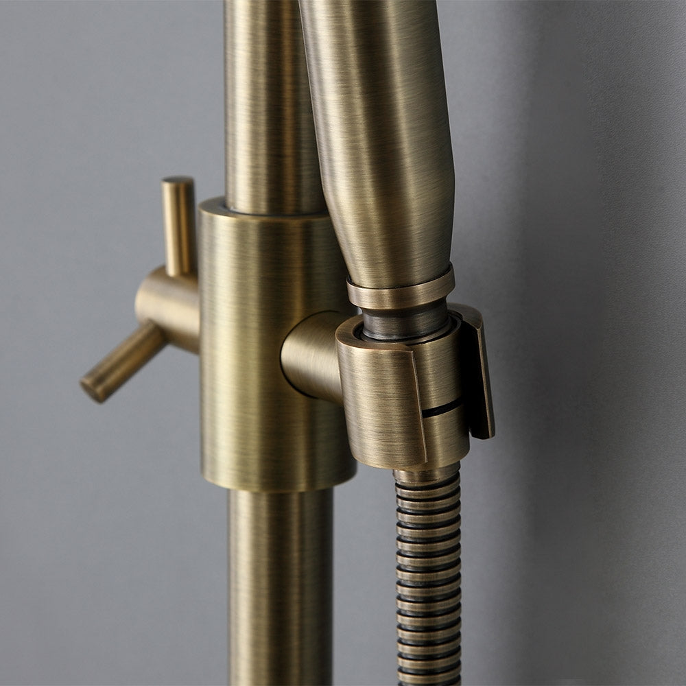 HMR - Rainfall Exposed Shower Fixture with Tub Spout in Antique Brass