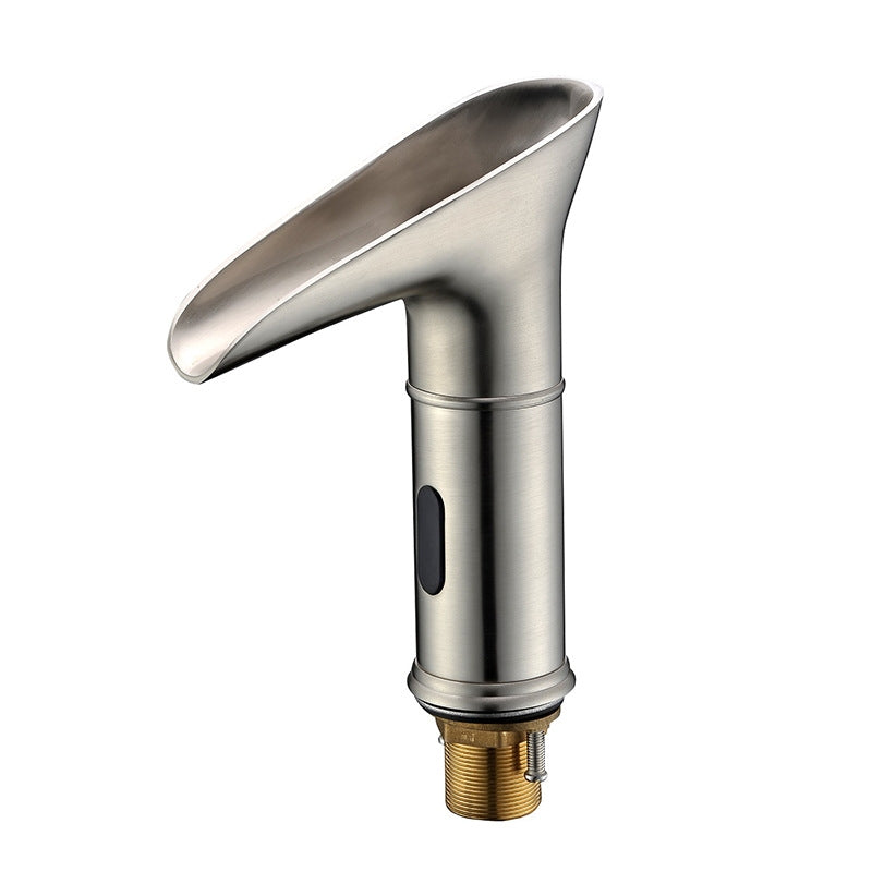 HMR - Single Hole Touchless Electronic Bathroom Sink Faucet with LED in Brushed Nickel