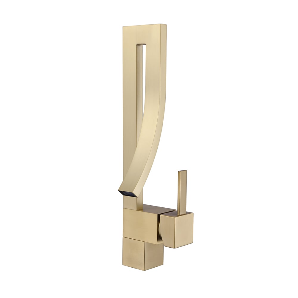 HMR - Modern Single Handle 1-Hole Bathroom Sink Faucet with Waterfall Spout Brass