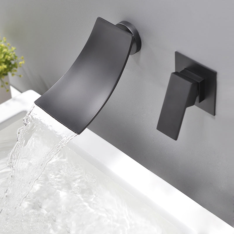 HMR - Shoop Wall Mounted Waterfall Sink Faucet in Matte Black