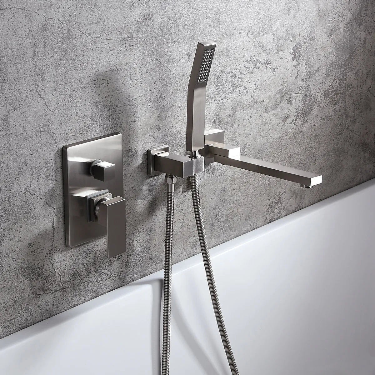HMR - Ultramodern Wall Mounted Swirling Tub Filler Faucet with Hand Shower