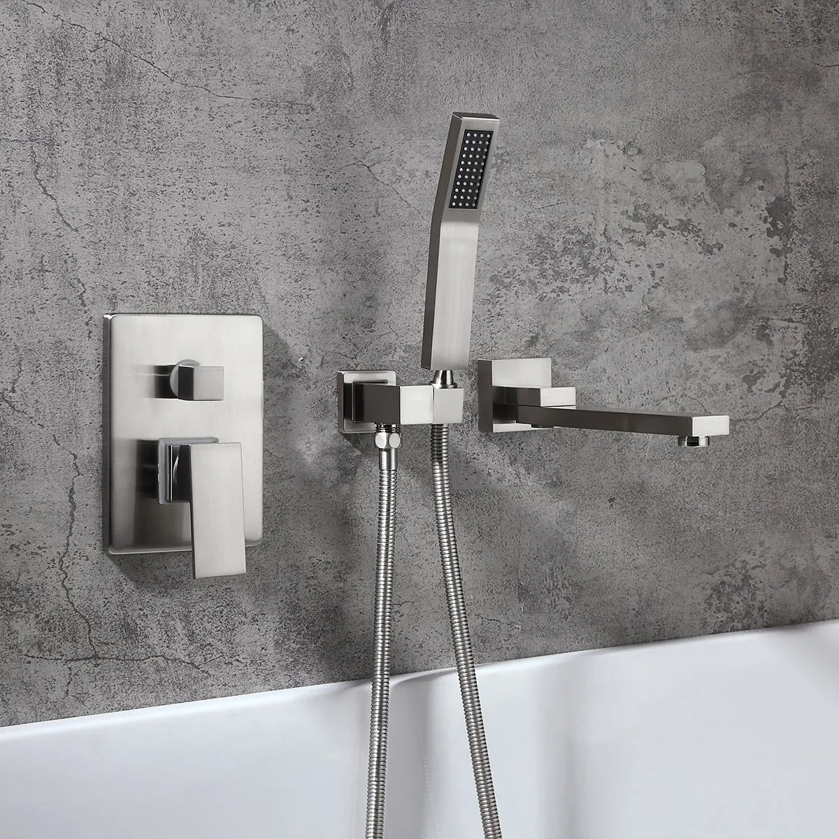 HMR - Ultramodern Wall Mounted Swirling Tub Filler Faucet with Hand Shower
