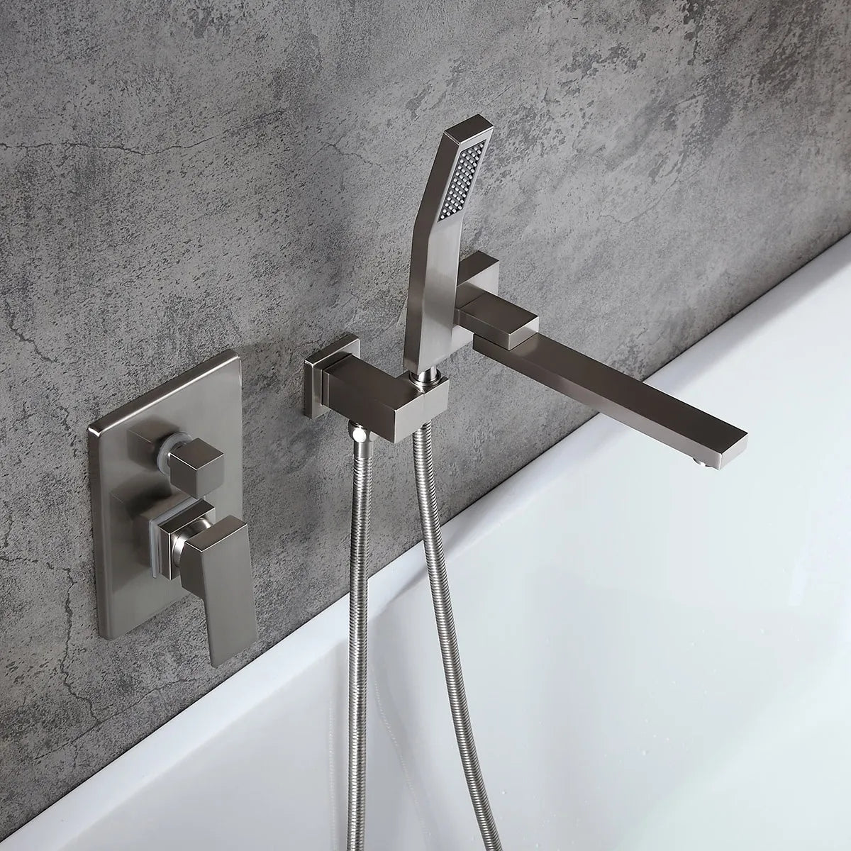 HMR - Ultramodern Wall Mounted Swirling Tub Filler Faucet with Hand Shower