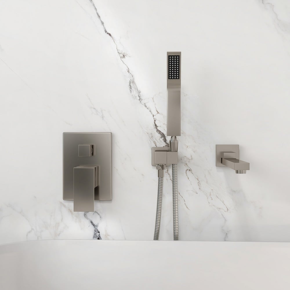 HMR - Ultramodern Wall Mounted Swirling Tub Filler Faucet with Hand Shower