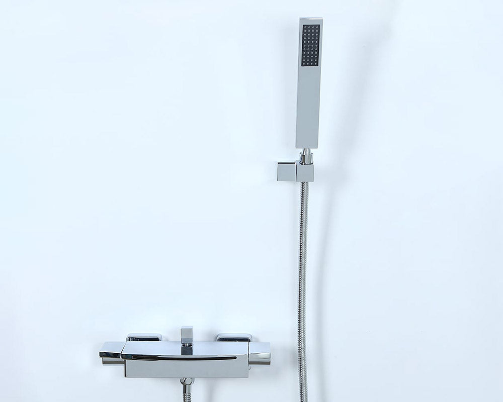 HMR - Wall Mount Waterfall 2-Handle Faucet with Hand Shower in Chrome