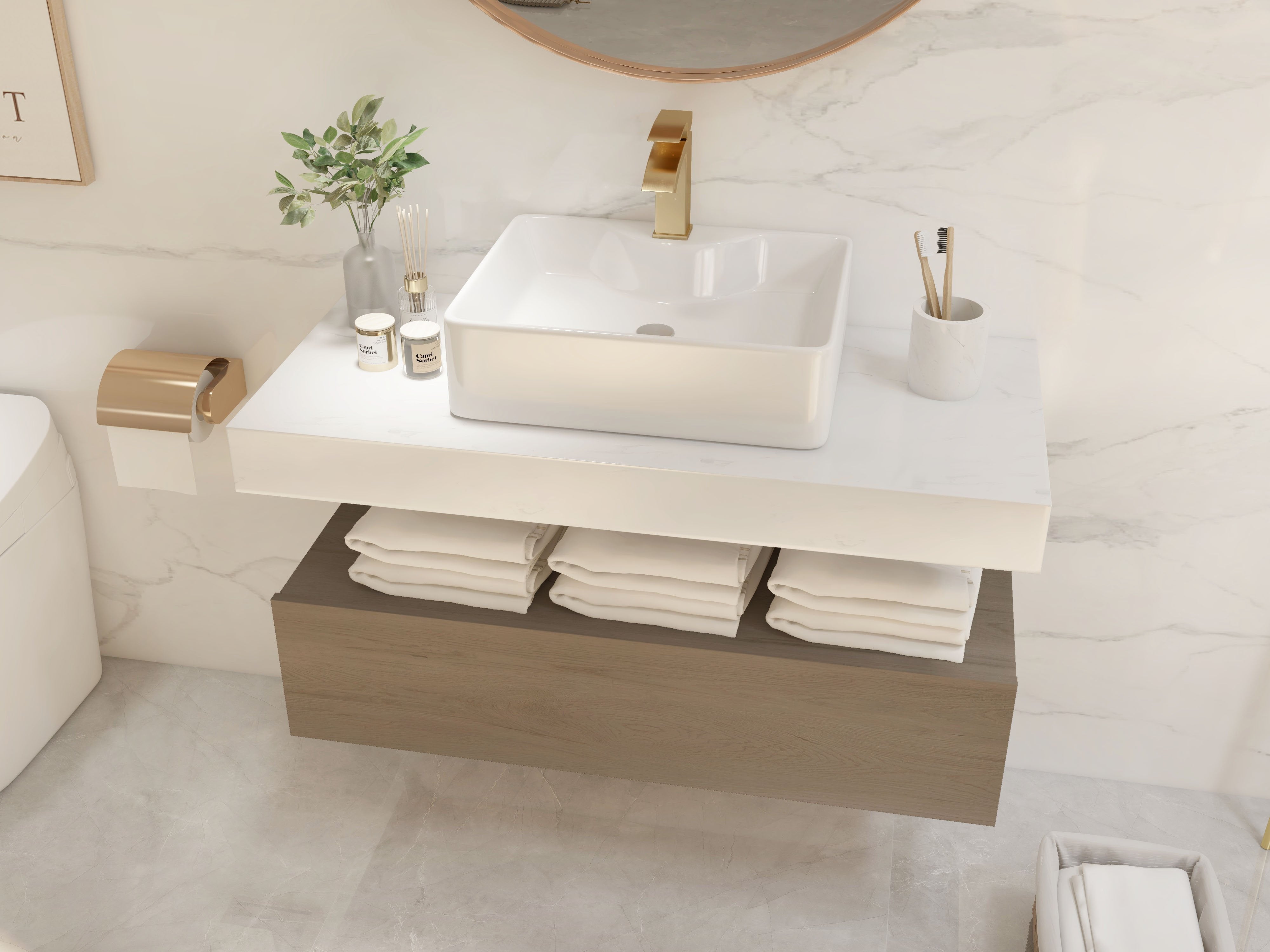 HMR - Single Hole Deck Mounted Bathroom Sink Faucet