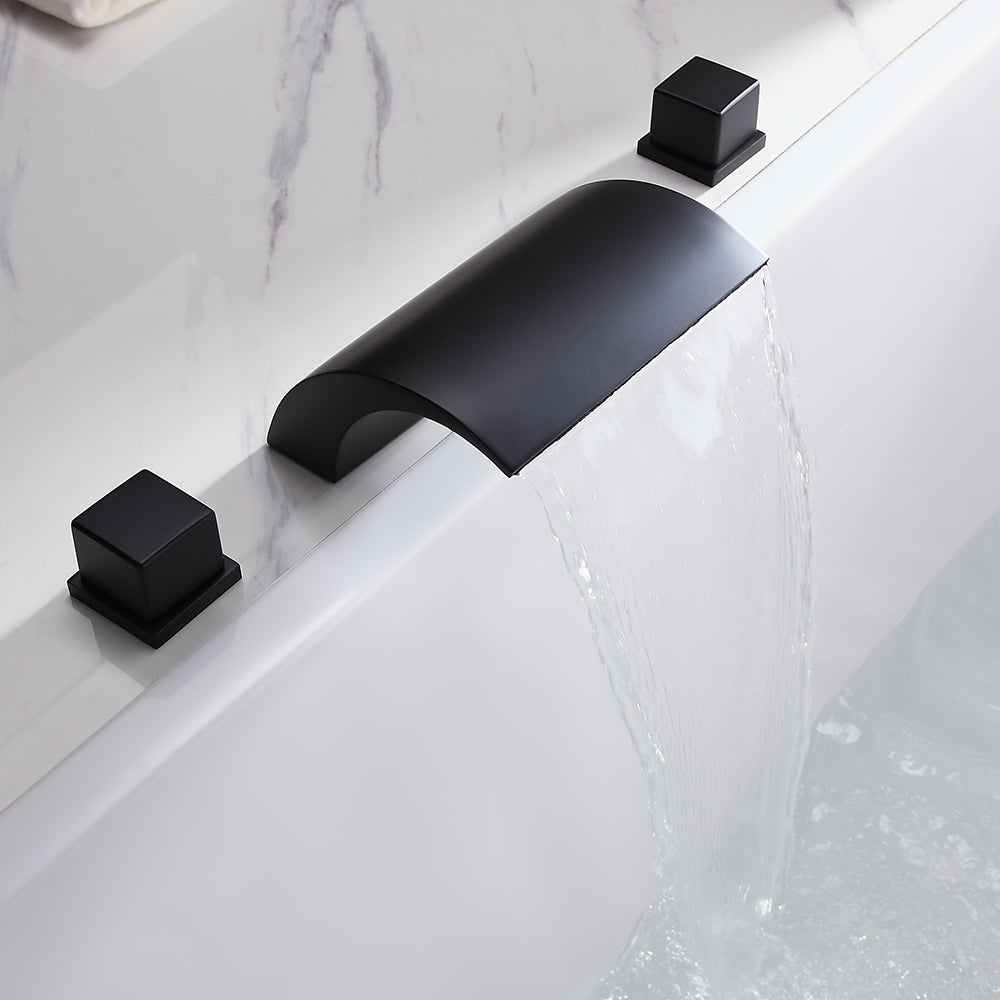 HMR - Victoria Double Handle Brass Deck Mounted Faucet in Matte Black