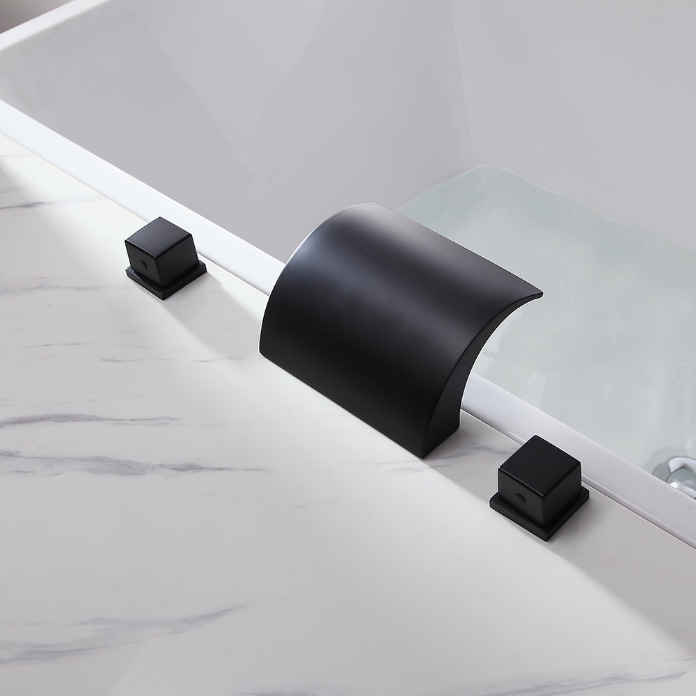 HMR - Victoria Double Handle Brass Deck Mounted Faucet in Matte Black