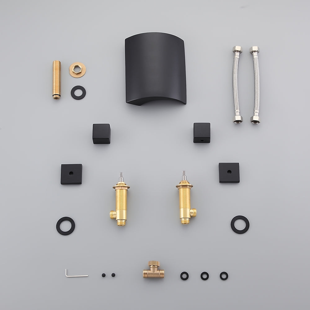 HMR - Victoria Double Handle Brass Deck Mounted Faucet in Matte Black