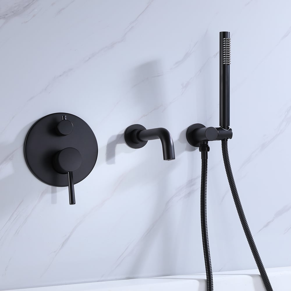 HMR - Stev Series Modern Wall-Mount Swivel Bathtub Filler Faucet with Handshower