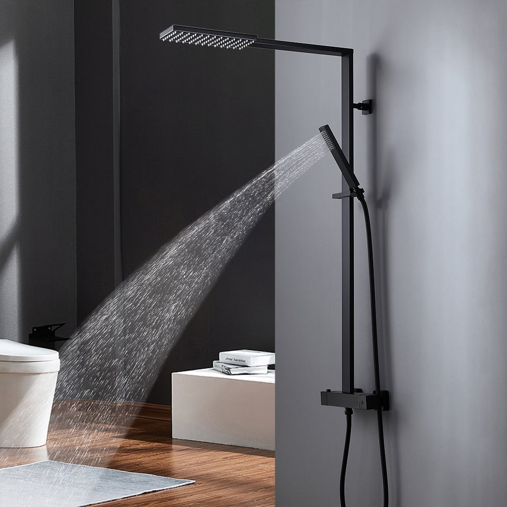 HMR - Shower Fixture with Rain Shower Head and Hand Shower in Black