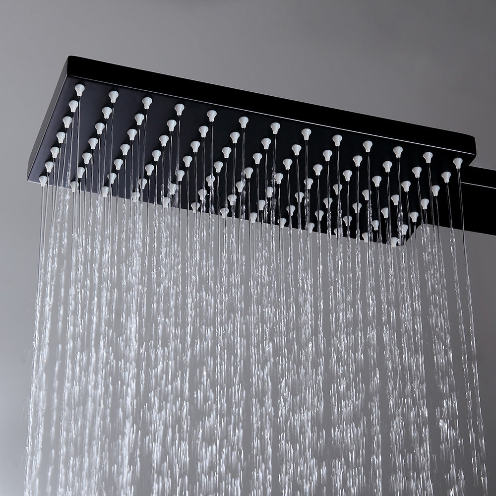 HMR - Shower Fixture with Rain Shower Head and Hand Shower in Black