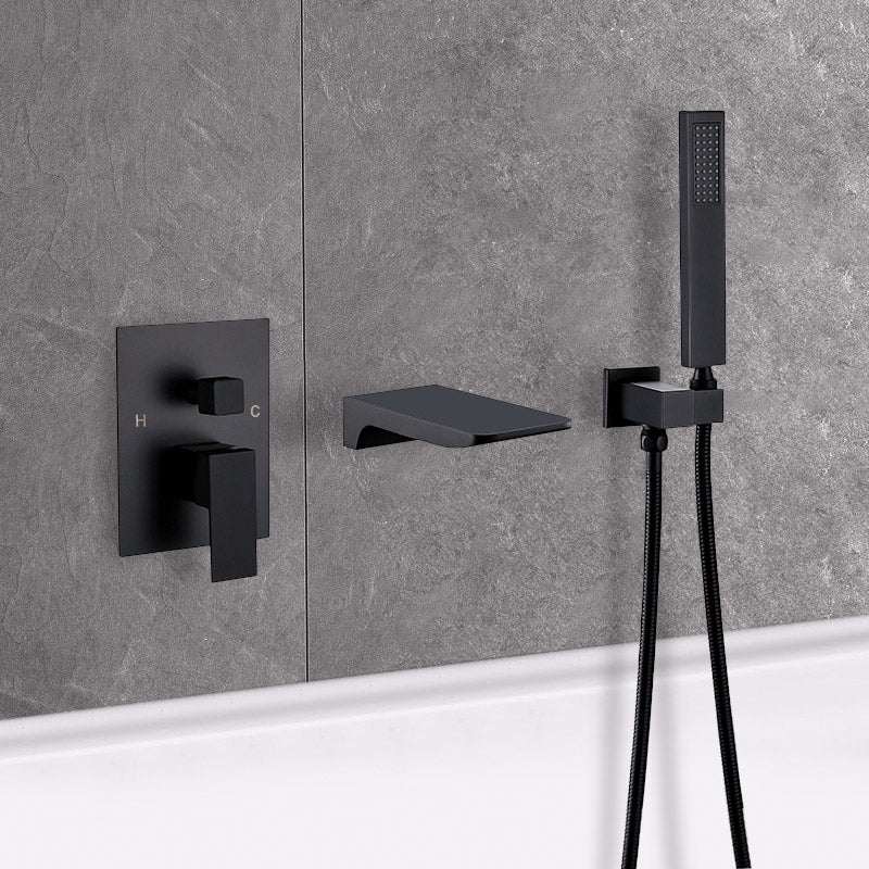 HMR - Wall Mounted Waterfall Faucet Tub Filler in Matte Black
