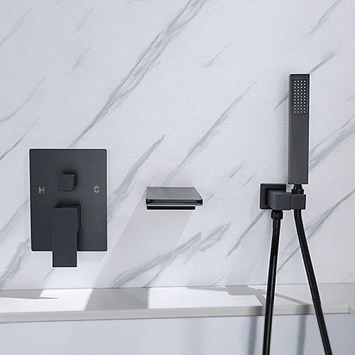 HMR - Wall Mounted Waterfall Faucet Tub Filler in Matte Black