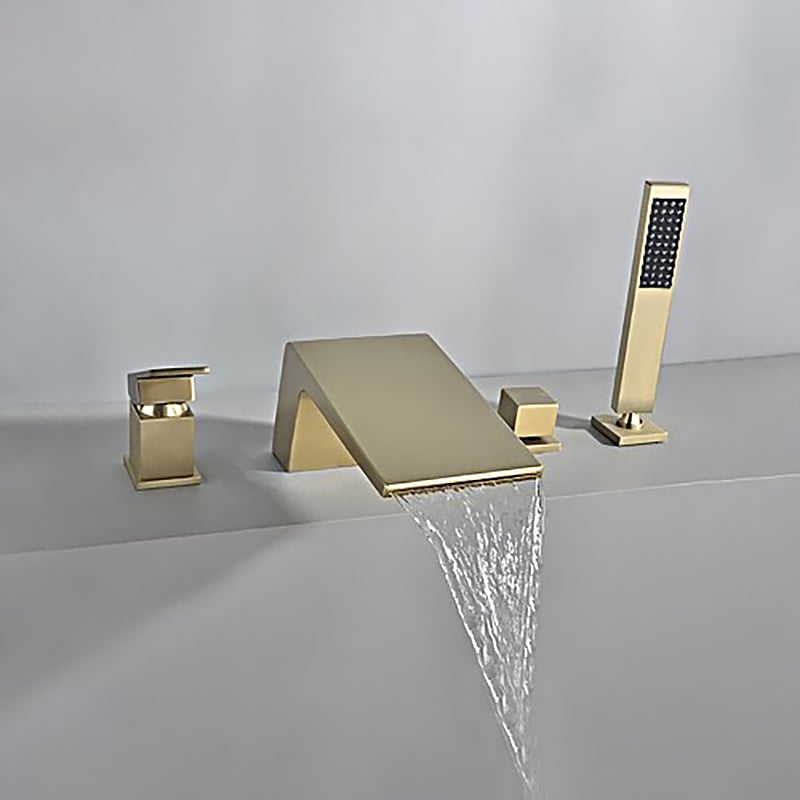 HMR - Waterfall Deck-Mount Roman Tub Faucet with Handshower