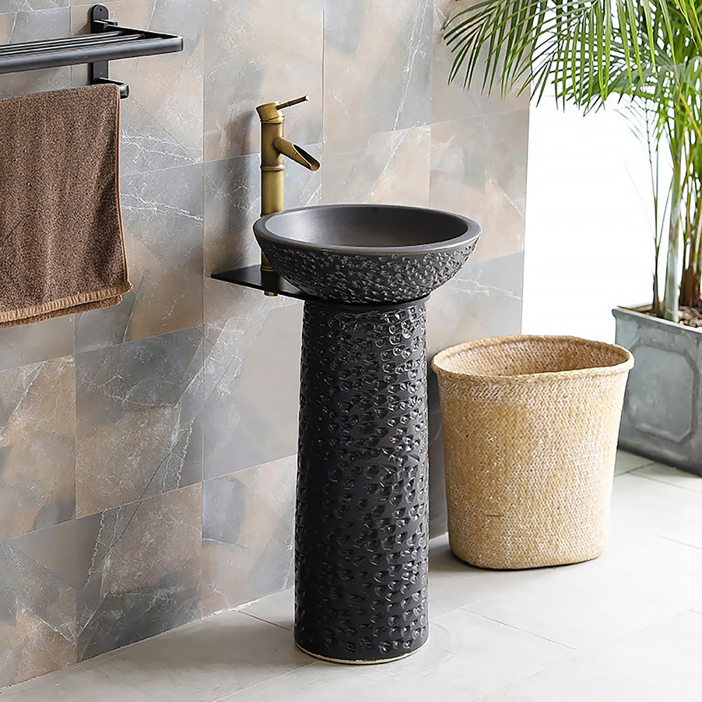 HMR - Pedestal Sink Gaolin Wash Sink in Black