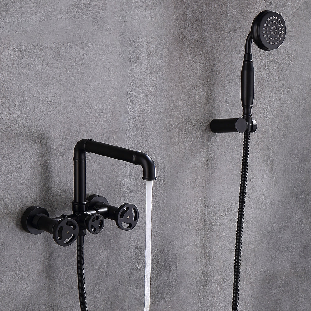 HMR - Ruth Wall Mounted Filler Faucet with Hand Shower in Brass