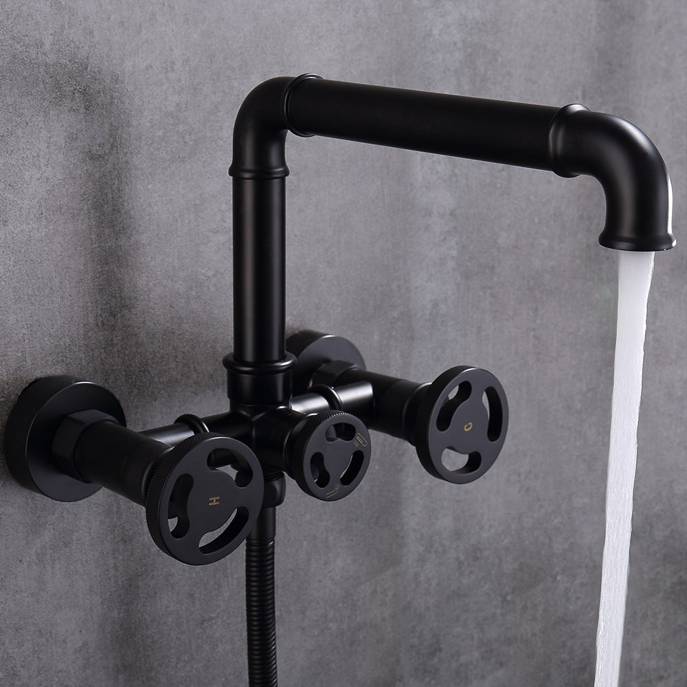 HMR - Ruth Wall Mounted Filler Faucet with Hand Shower in Brass