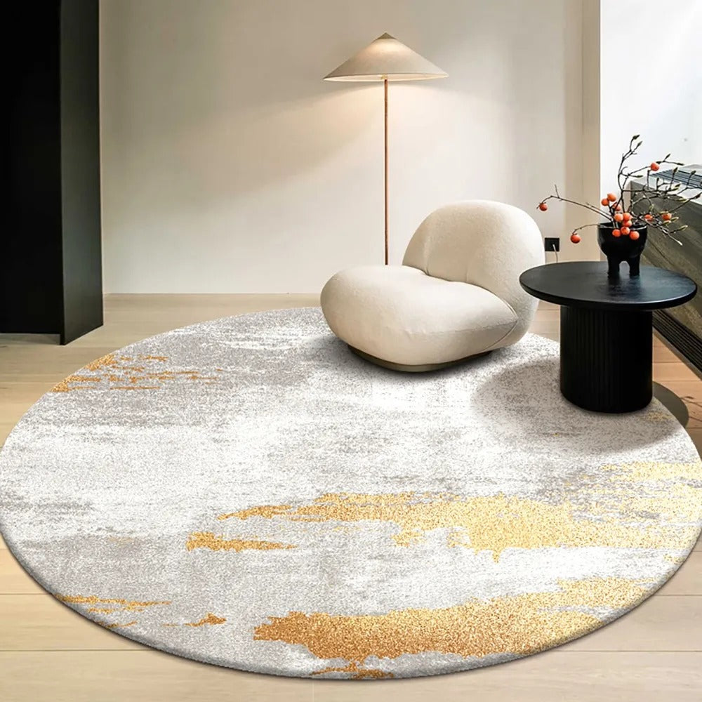 HMR - Modern Abstract Round Indoor 4' x 4' Area Rug