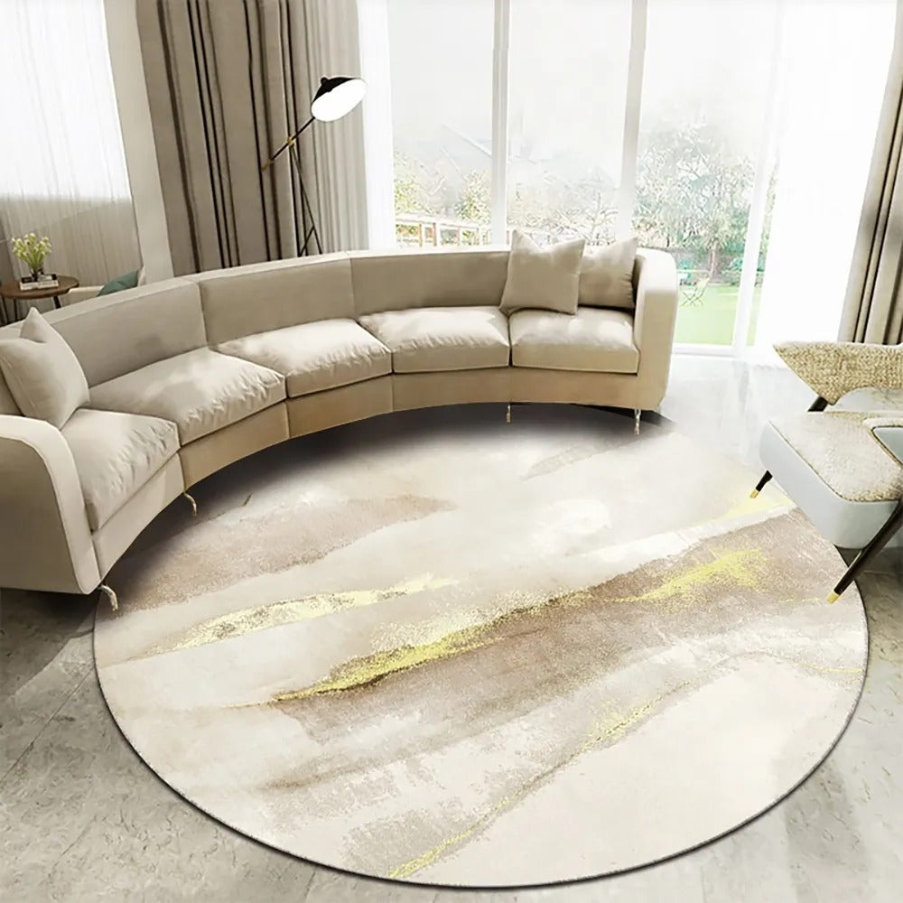 HMR - Modern Abstract Round Indoor 4' x 4' Area Rug