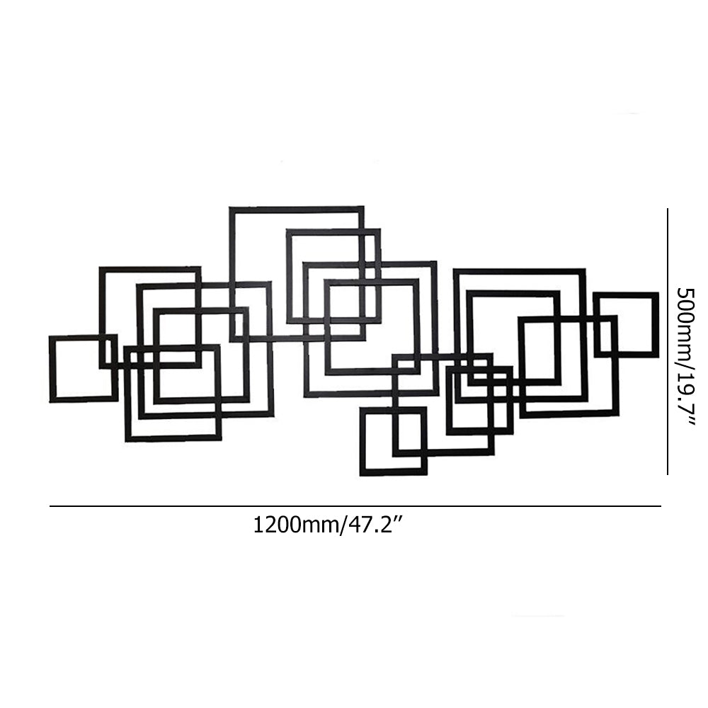 HMR - Rectangle Wall Decor Minimalist Metal Geometric in Black