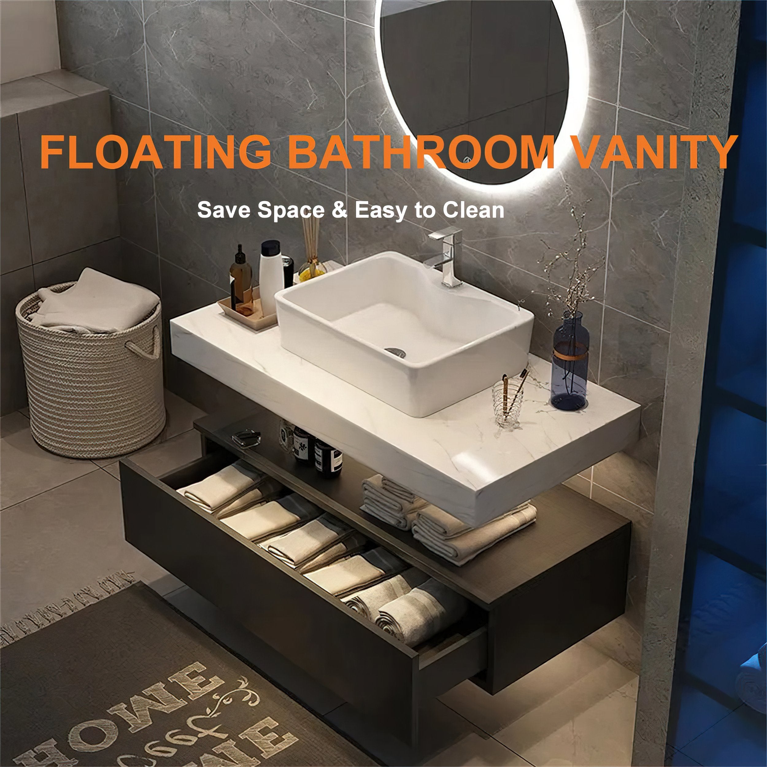 HMR - Modern 39" Bathroom Vanity Set with Sink